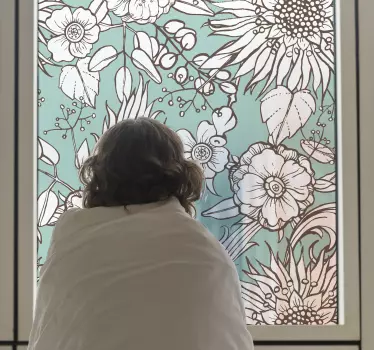 Nalepka za okno z vzorcem sončnic - TenStickers