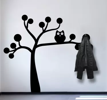 Tree with owl coat hanger stickers - TenStickers