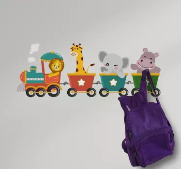 Train with animals coat hanger stickers - TenStickers