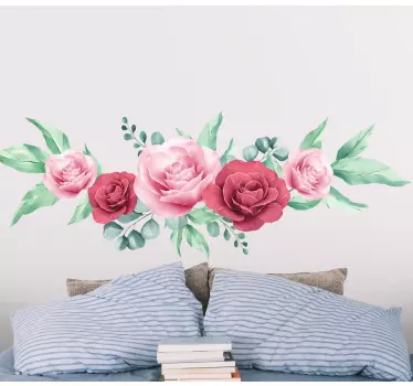 Muurstickers bloemen Licht en donker roze rozen - TenStickers
