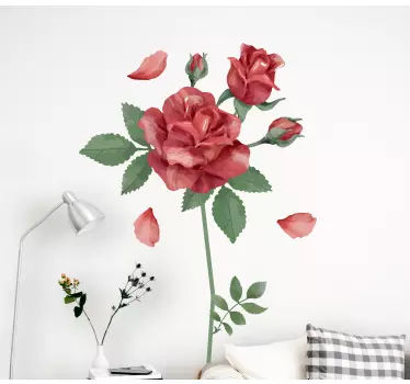 Muurstickers bloemen Rode roos - TenStickers