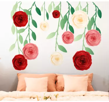 Hanging roses flower wall sticker - TenStickers