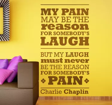 Vinil decorativo Charlie Chaplin laugh pain - TenStickers