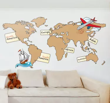 Mapa světa děti dekorace - TenStickers