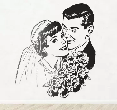 Vintage liefde trouwen sticker - TenStickers