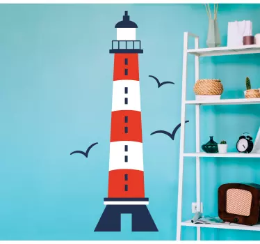 Lighthouse in red and blue marine wall sticker - TenStickers