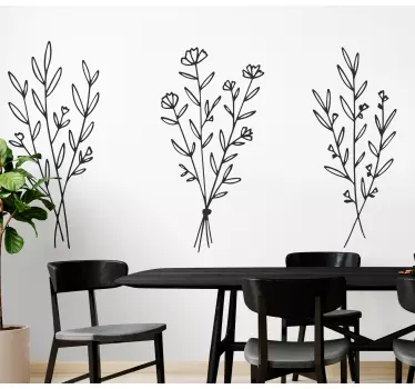 Set of dried flowers design wall sticker - TenStickers