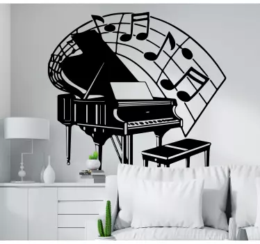 Musical notes with musical instruments sticker - TenStickers