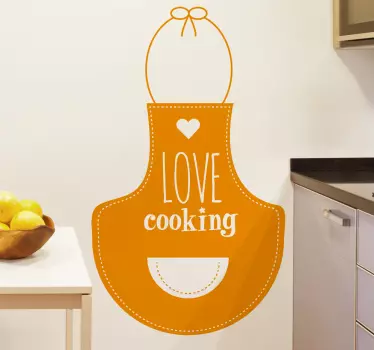Love Cooking Apron Sticker - TenStickers