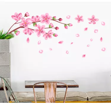Foråret træ blomster flyvende blomst væg klistermærke - TenStickers