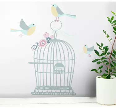 Spring's free flying birds flower wall sticker - TenStickers