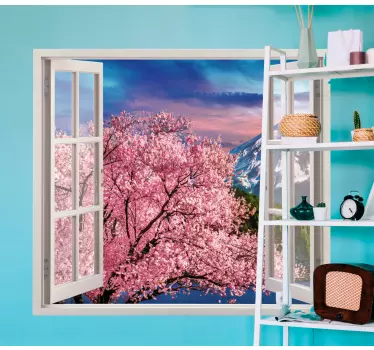 3D views to a spring pink tree flower decal - TenStickers