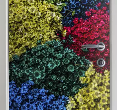 colorful flower picture door sticker - TenStickers