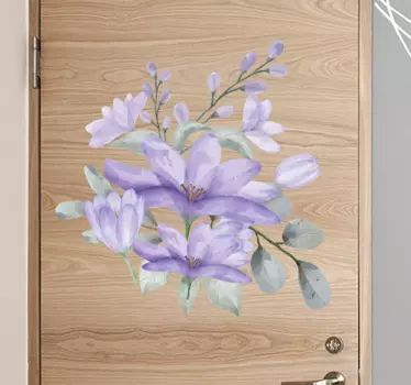 Samolepka na dveře fialové květy - TenStickers