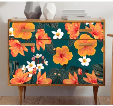 Large atypical orange flower furniture sticker - TenStickers