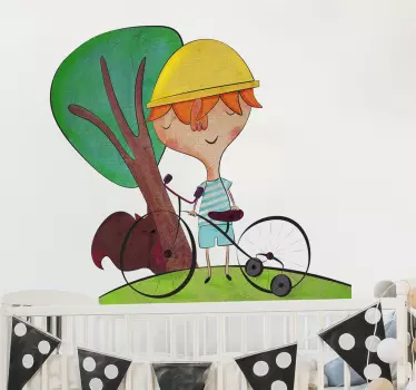 Little Boy with Bicycle Sticker - TenStickers