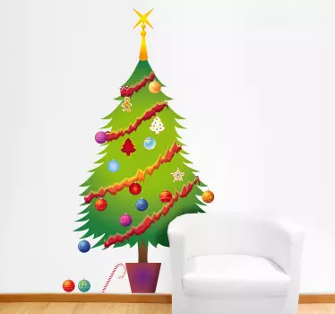 Christmas Tree Festive Decal - TenStickers