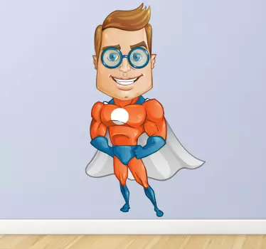 Slimme superheld met bril sticker - TenStickers