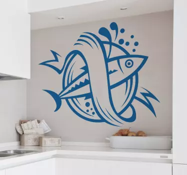 Fish Emblem Kitchen Sticker - TenStickers