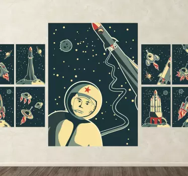 Sticker enfant vignettes astronaute - TenStickers