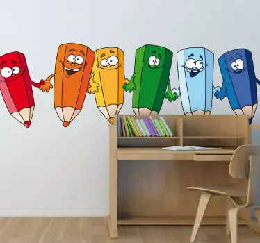 Naklejka na ścianę dla dzieci kolorowe kredki - TenStickers