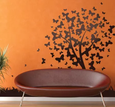 Vinilo decorativo árbol de mariposas - TenVinilo