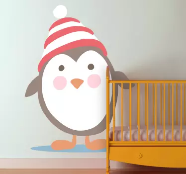 Kids Penguin In A Hat Wall Sticker - TenStickers
