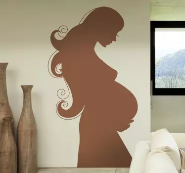 Muursticker silhouet zwangere vrouw - TenStickers
