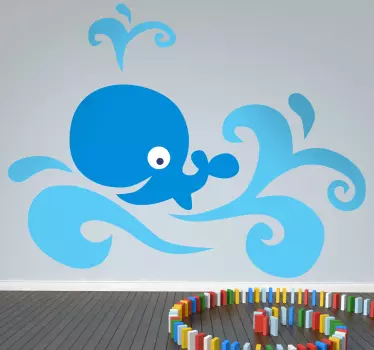Happy Blue Whale Kids Sticker - TenStickers