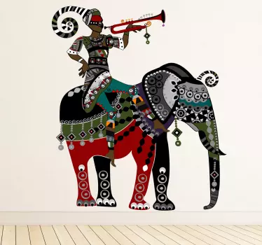 Sticker exotische man olifant - TenStickers