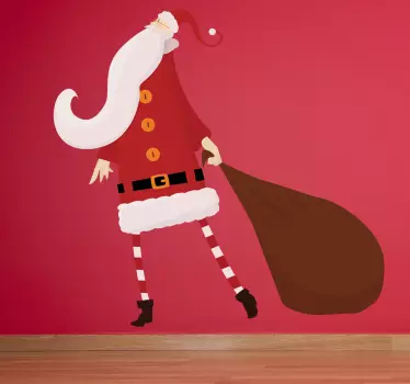 Sticker Père Noël collant et hotte - TenStickers
