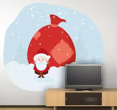 Santa with Sack Wall Sticker - TenStickers