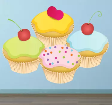 Four Cupcakes Decal - TenStickers