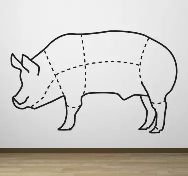 Pig Body Sections Wall Sticker - TenStickers