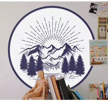 Sparkling mountain with trees nature sticker - TenStickers