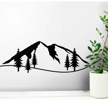 简单的山剪影与树木贴纸 - TenStickers