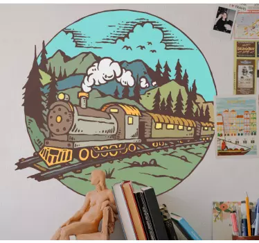 Mountain with train nature sticker - TenStickers