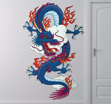 Sticker dessin dragon chinois - TenStickers