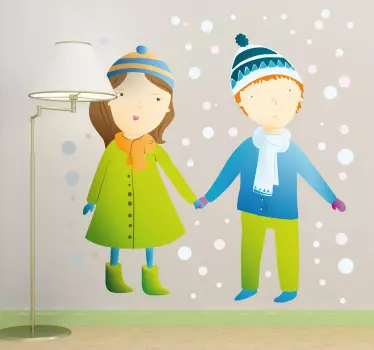Children in the Snow Sticker - TenStickers