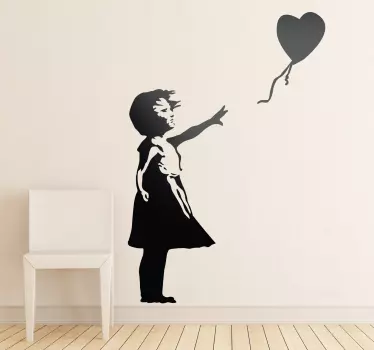 Sticker Banksy la fille au ballon monochrome - TenStickers