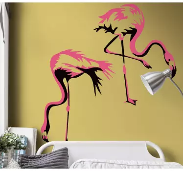 Black and pink flamingos bird wall sticker - TenStickers