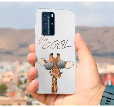 Hand drawn cool giraffe Huawei sticker - TenStickers