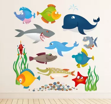 Sticker infantil animales acuáticos - TenVinilo