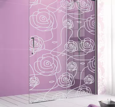 Sticker badkamer douchedeur rozen - TenStickers