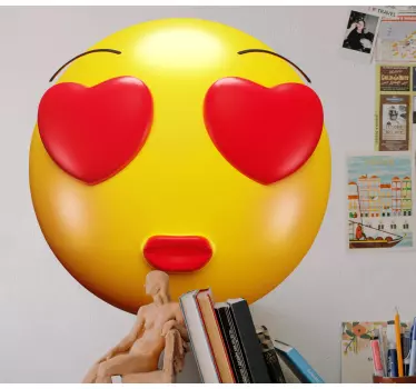 Emoji with red lipstick wall sticker - TenStickers
