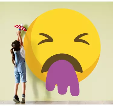 Emoji, ki bruha vijolično stensko nalepko - TenStickers