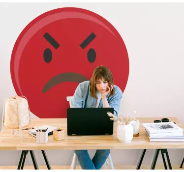 Rød vred emoji ansigt væg klistermærke - TenStickers