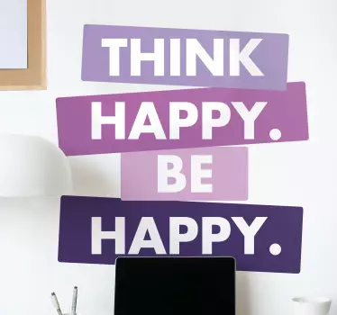 Think happy purple text inspiration quote decal - TenStickers