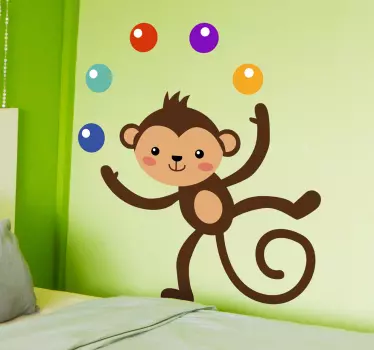 Juggling Monkey Kids Sticker - TenStickers