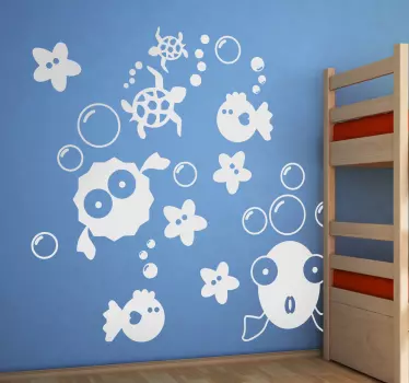 Kids Bubble & Fishes Wall Stickers - TenStickers